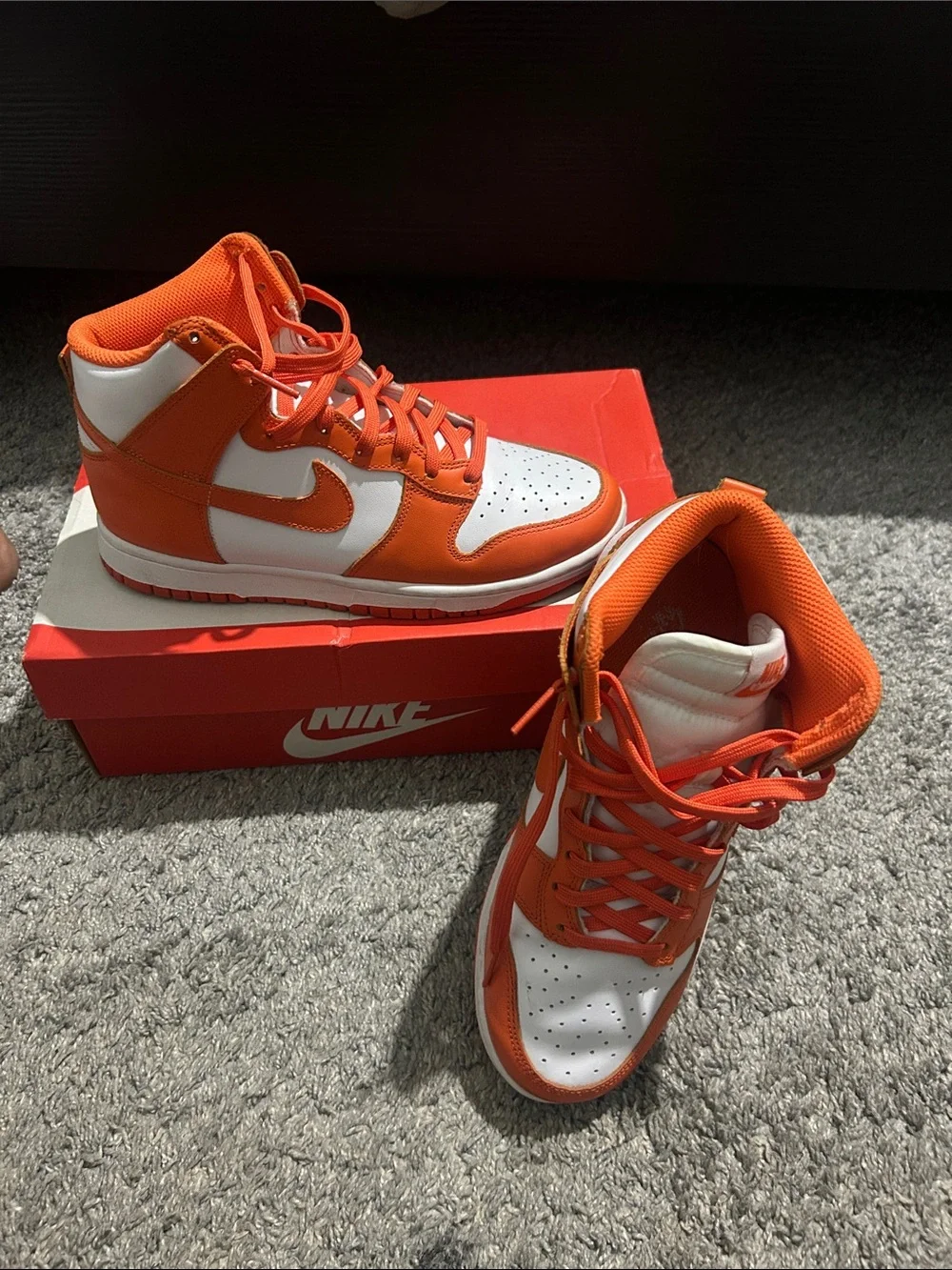 Nike Women’s Orange and White Mid-Top Sneakers